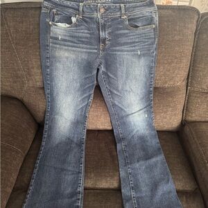 American Eagle Outfitters Women's Dark Blue Flare Jeans